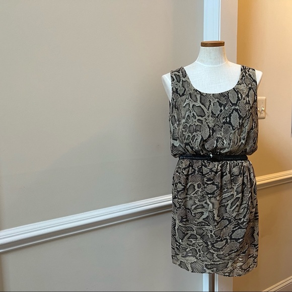 NWT - MNG - Reptile pattern "Sheer" Lined Sleeveless Dress for Day to Evening - Picture 2 of 14